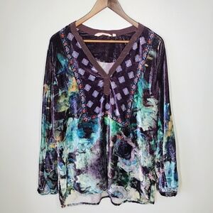 Soft Surroundings Top Womens Large Crushed Velvet Purple Whimsigoth Witchy